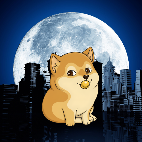Baby Cheems in front of city skyline with moon