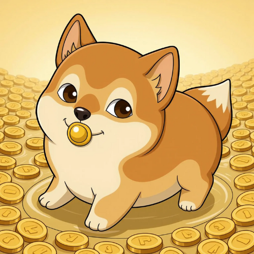 Baby Cheems on pile of gold coins